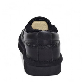 UGG Mens Stitch Slip On Leather Black 