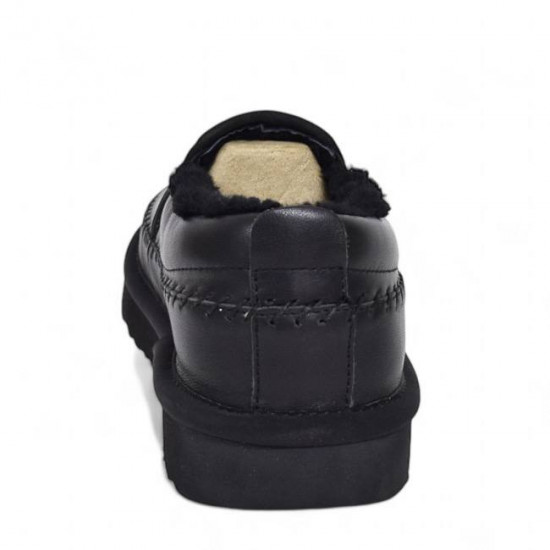 UGG Mens Stitch Slip On Leather Black 